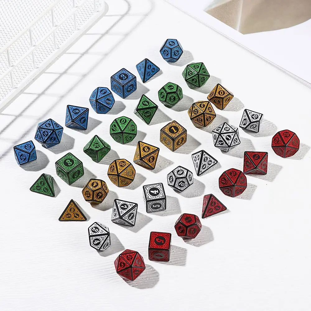 Set di dadi a 7 matrici su più lati dadi da gioco per accessori TRPG DND dadi poliedrici per giochi di matematica da tavolo