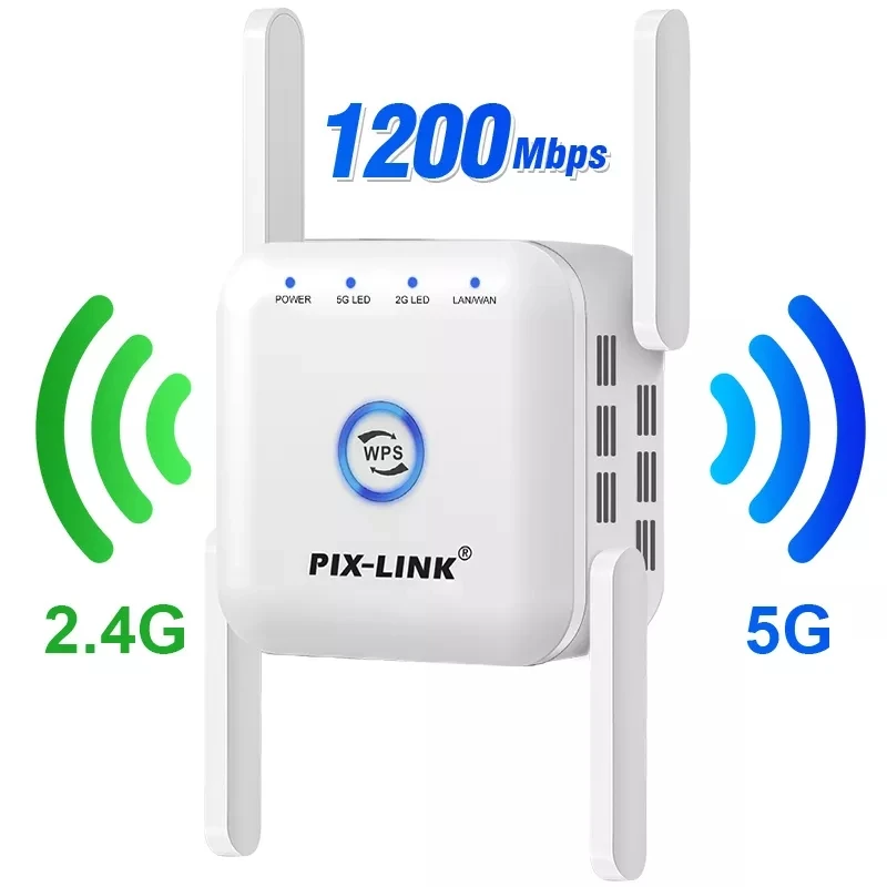 

PIXLINK LV-AC24 Wireless 5G 2.4Ghz WiFi Repeater Extender 1200Mbps Wi-Fi Amplifier 802.11N Long Range AP Signal Booster