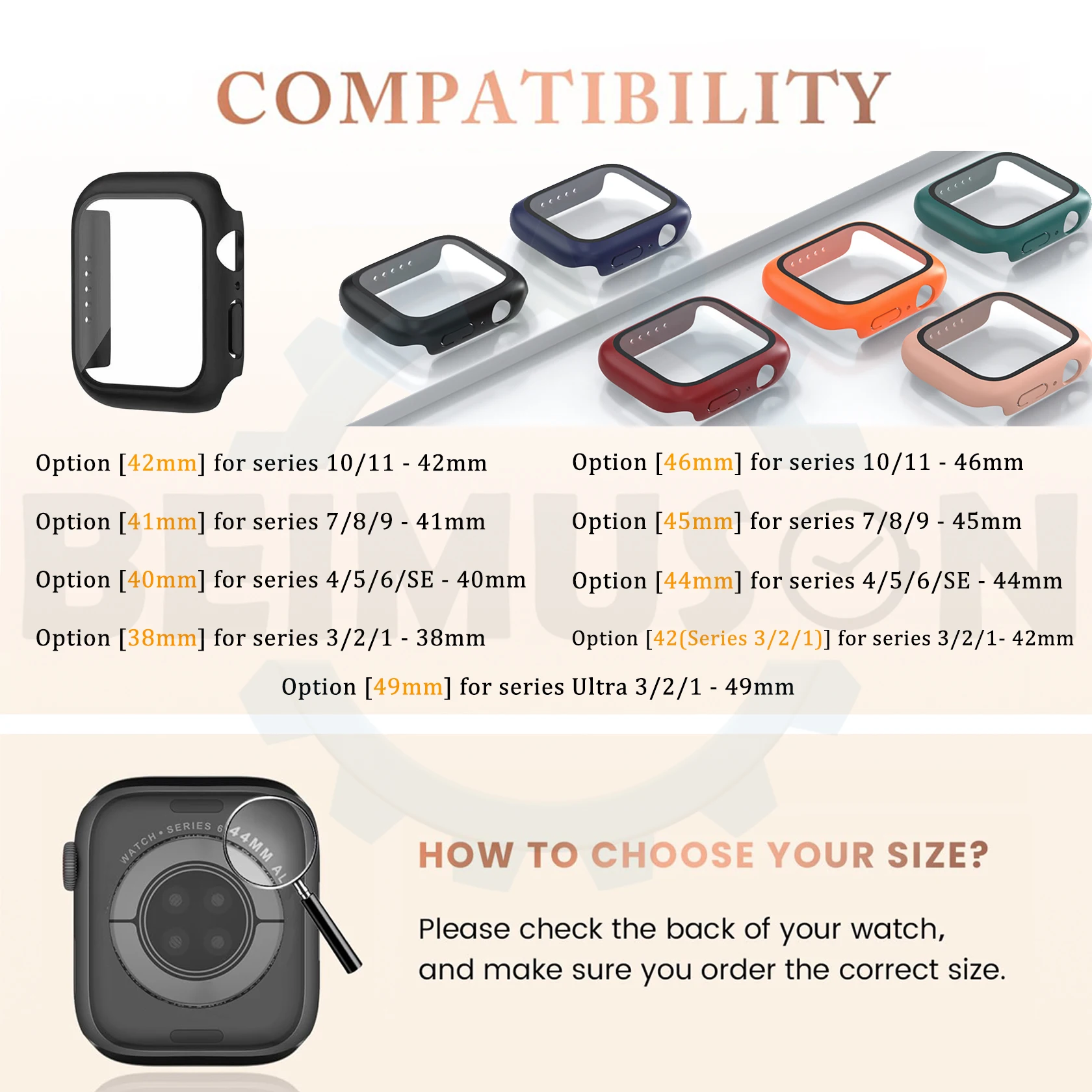 زجاج مقسى + غطاء لسلسلة ساعات أبل 42 ملم 46 ملم واقي شاشة ممتص للصدمات من سلسلة iWatch 11/10/9/8/7/6/5/4/3 Ultra SE #5
