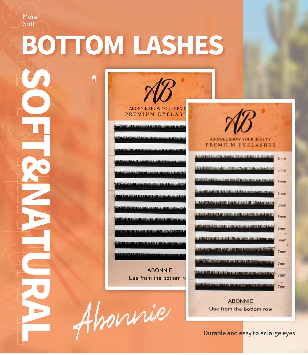 ABONNIE Braun-Schwarze Untere Wimpern 5-7mm Mix Einzelne Untere Wimpernverlängerung J-Curl Natürliche Kurze Nerzwimpern – Detail 1