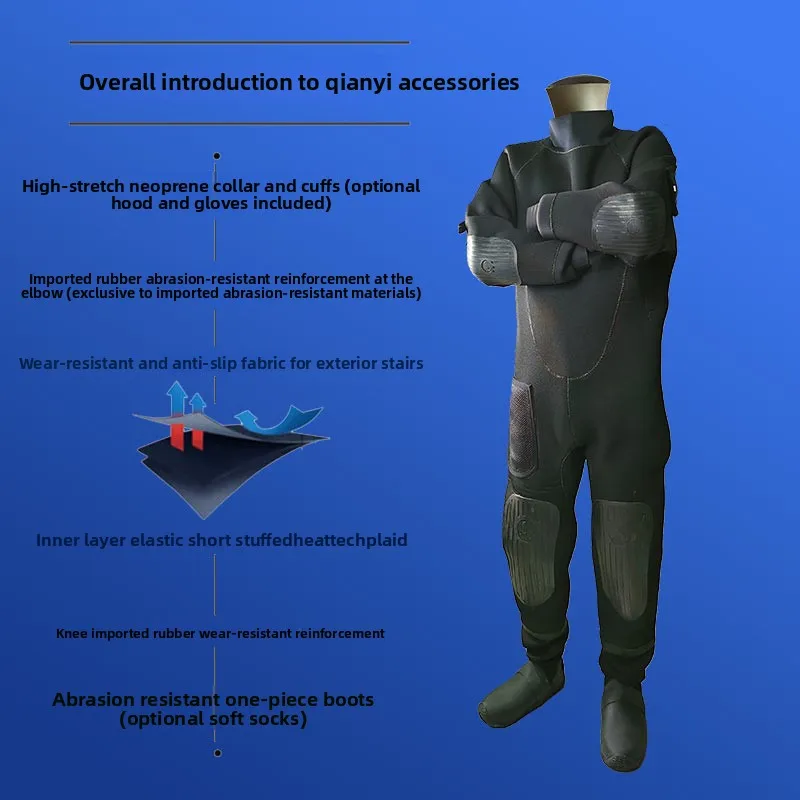One-Piece Full Dry Suit – Waterproof Diving Suit for Scuba, Sewer & Municipal Engineering, Odor-Proof, Anti-Leak, Work & Rescue