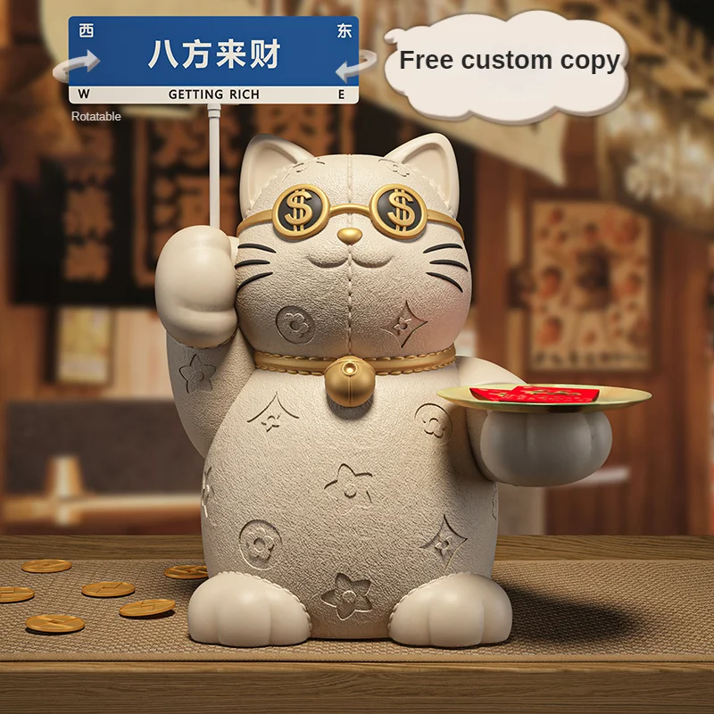 Lucky Cat Desktop Ornaments, New Internet Celebrity Road Sign Customized Office Store Front Desk Desktop Decoration,High Quality