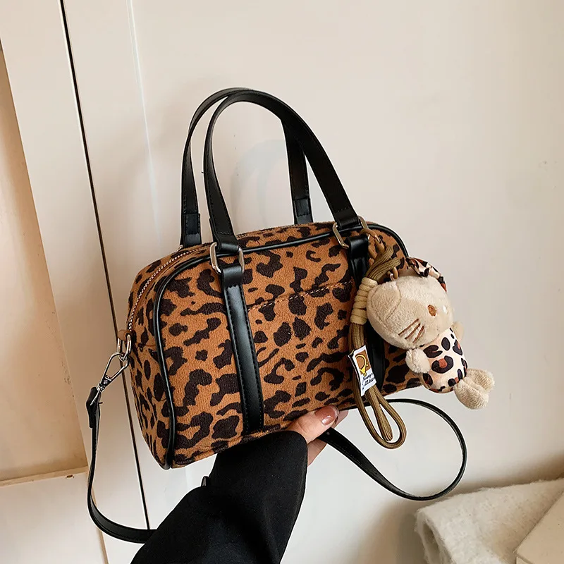 2024 Women’s Leopard Print Matte Handbag, Small Square Crossbody Shoulder Bag for Women