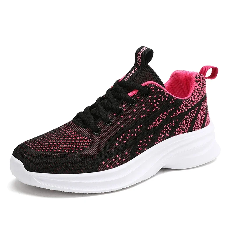 Women Lightweight Sports Casual Sneakers Ladies Non-Slip Fashion Jogging Shoes New Style Flying Weave Breathable Running Shoes