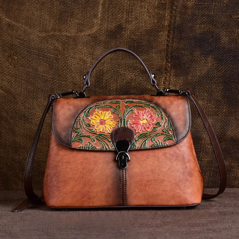 

Carteras Para Mujer De Moda Originales Real Cowskin Leather Art Print Customize Totes Ladies Hand Bag Modern