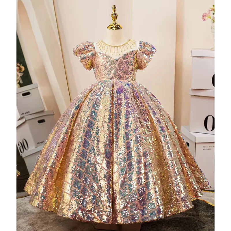 

Luxurious Evening Dresses for Girls Teenage Girl Quinceanera Dress Children Sequins Beading Ball Gown Kids Gala Clothes