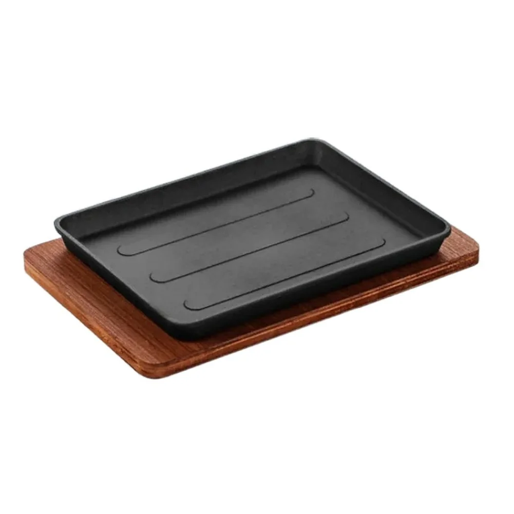 Square Cast Iron Grill Plate for For teppanyaki BBQ Griddle Use with Even Heat Distribution Iron Material Black Finish