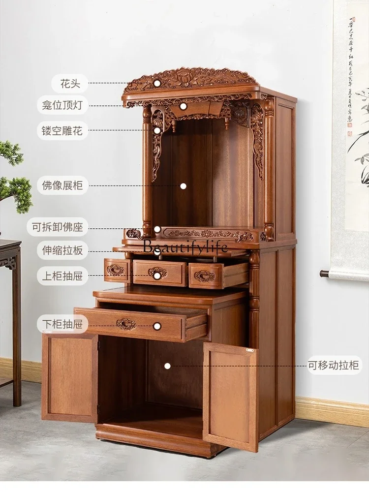 12 ضريح بوذي يقدم طاولة Shentai خزانة عمودية صينية جديدة خزانة أسرّة بوذية منزلية حديثة من الخشب الصلب