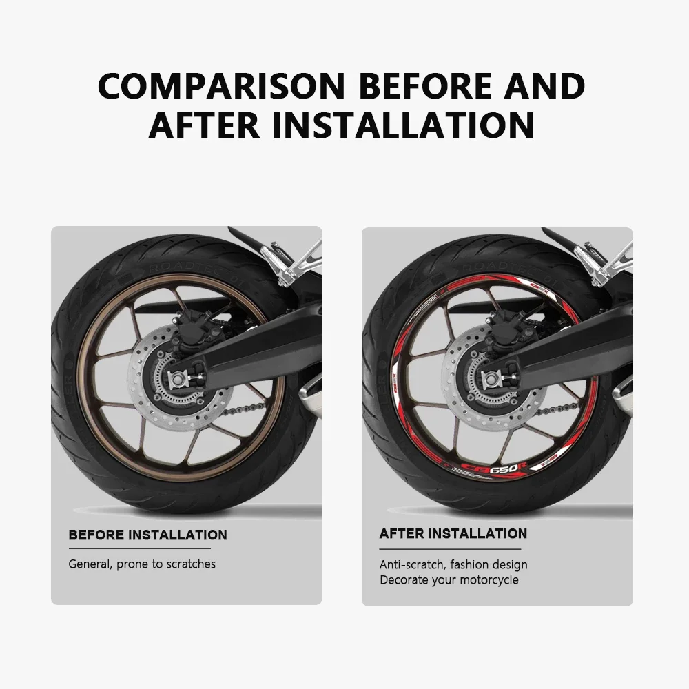 17 Inches Motorcycle Wheel Sticker Waterproof Hub Decal Rim Stripe Tape for Honda CB650R CB 650R 650 R Neo Sports Cafe 2019-2023