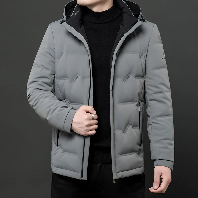 2023 Winter Men's Short Hooded Down Jacket for Middle-aged Business Casual Thickened Winter Jacket