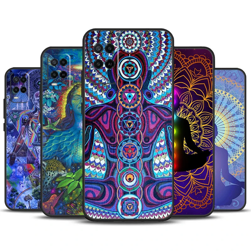 Mandala Chakra Insist Yoga For OPPO A74 A94 A54 A58 A78 A98 A5 A9 A53 A15 A52 A72 A17 A57 A77 A16 A76 A96 A57S Case