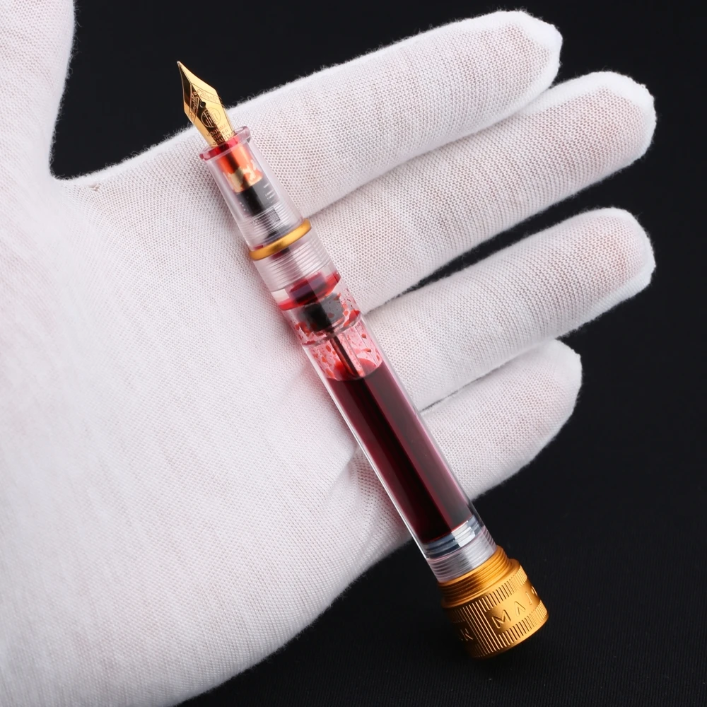 Majohn V1 Vacuum Filling Fountain Pen EF/F/M/ Long Knife Nib Transparent Resin Golden/Silver Clip Demonstration Writing Gift Pen