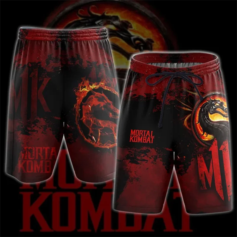 لعبة مورتال كومبات جرافيك مجلس السراويل الرجال الصيف 3D مطبوعة هاواي شورتات للبحر هاواي تصفح السراويل القصيرة السباحة