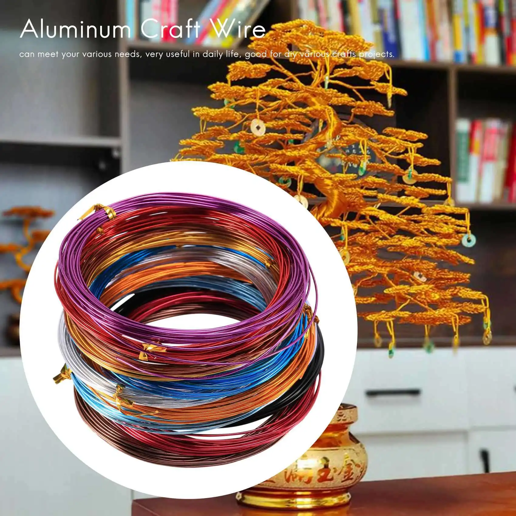 12 Rolls Assorted Colors Aluminium for DIY Craft, 1 mm in Diameter 5 Meters Long