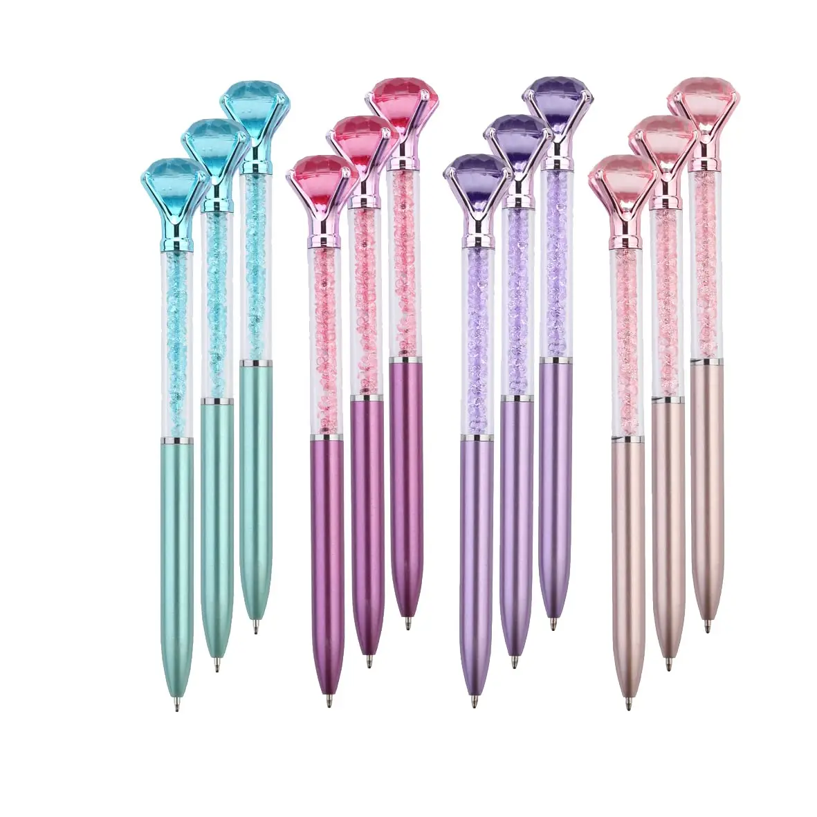 

12Pcs Crystal Diamond Gel Pen Diamond Ballpoint Pens Prize Office Student Writing Stationery