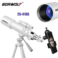 BORWOLF AZ70500 telescopio astronómico refractante 70MM gran apertura 25X-416X para observación de la luna y los planetas