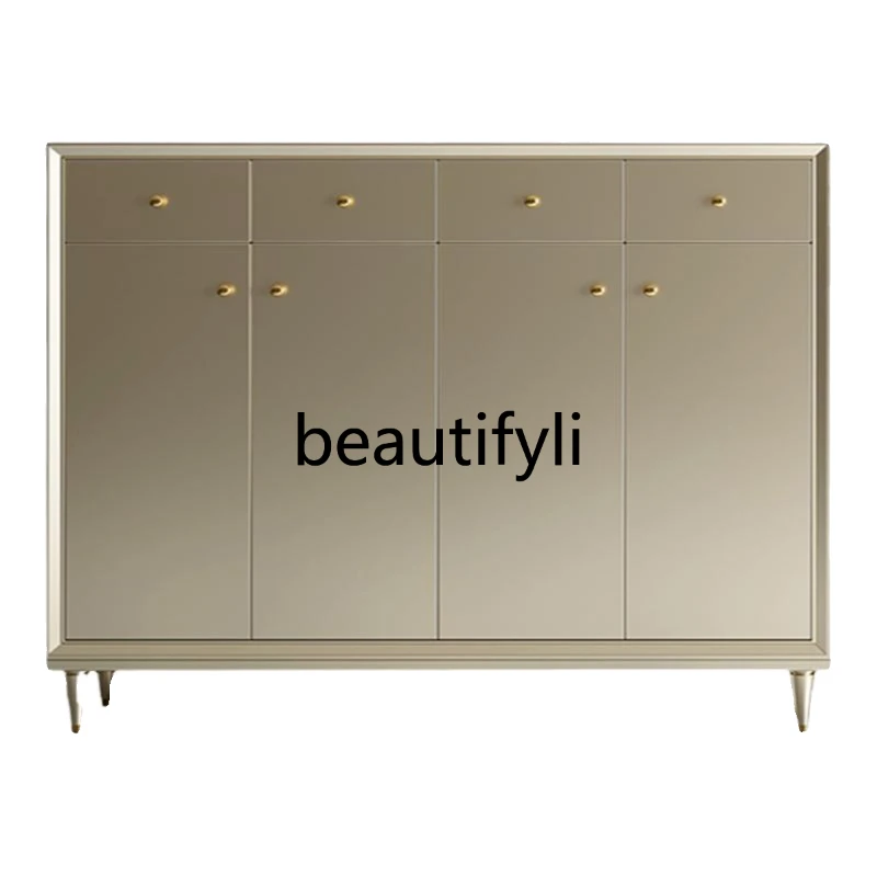 Solid wood shoe cabinet enters the home door against the wall Light luxury high-end shoe rack Special large capacity