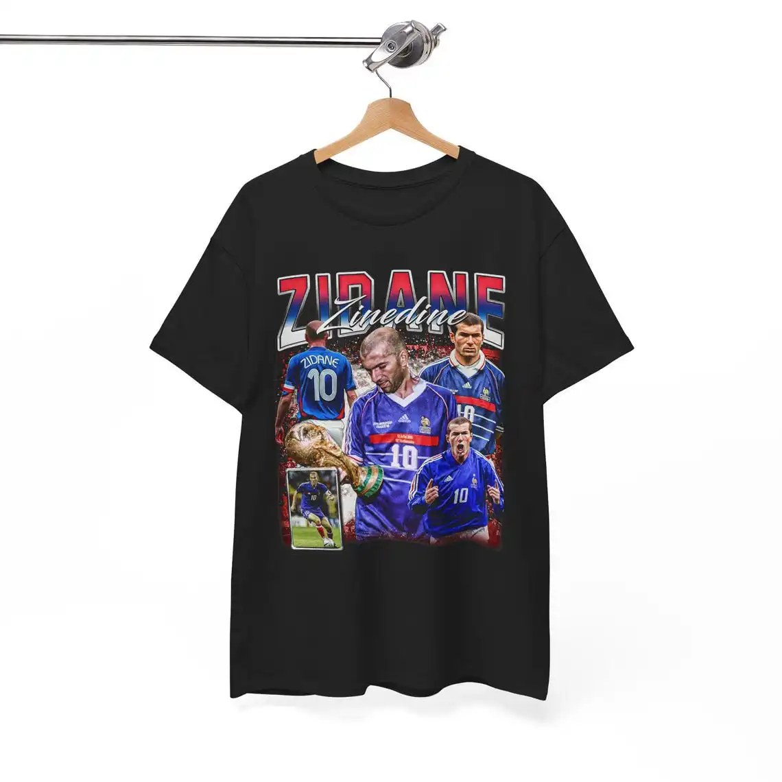 Retro Vintage 90s Graphic Zinedine Zidane T-Shirt France Tee Soccer T-Shirt Bootleg Sport Tee Cotton Tee