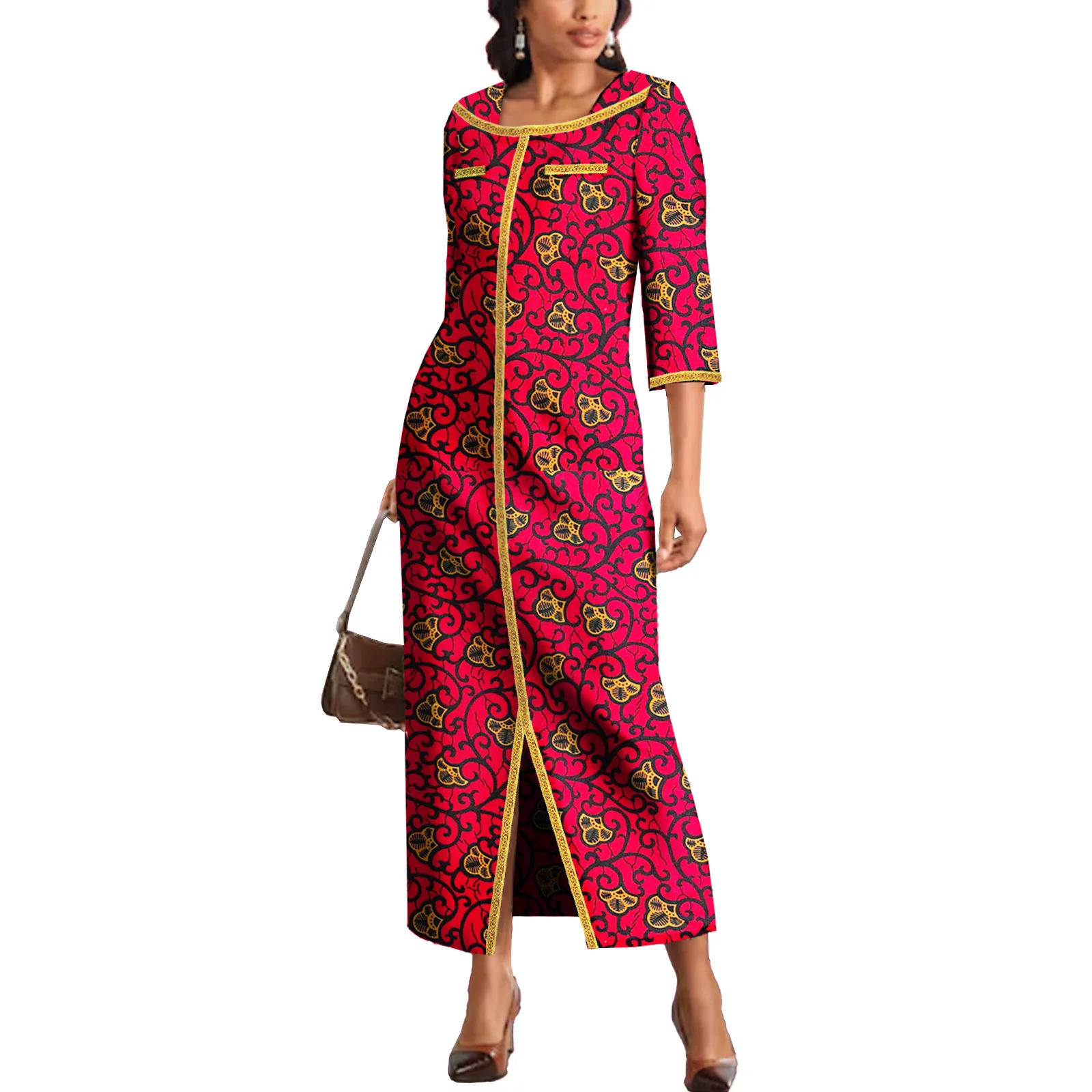 

African Attire for Women Dashiki Dress Kente Wax Print Clothes Ankara Long Dress for Party Casual