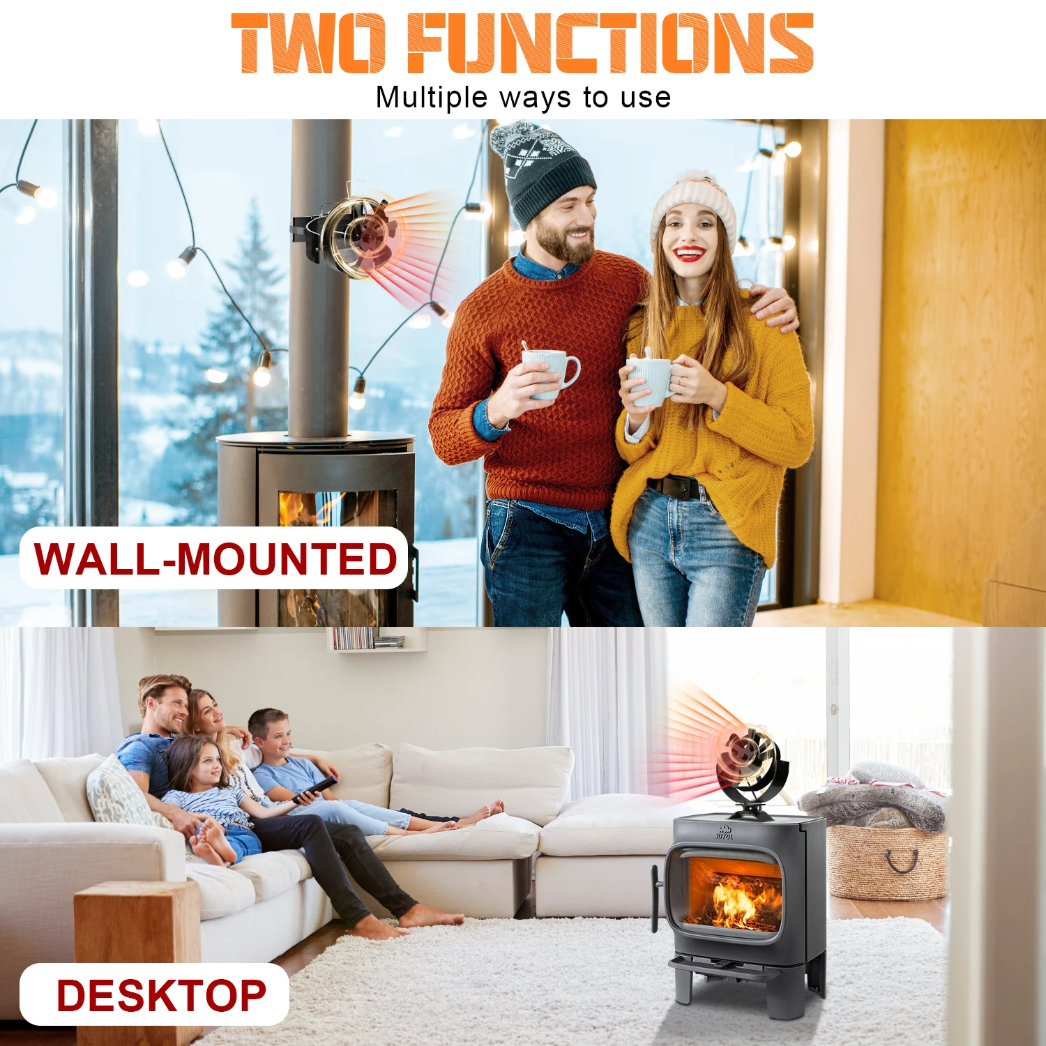 6 Blades Heat Powered Fireplace Fan 360 Rotating Stove Fan Log Wood Burner Eco-fan Quiet Heater Home Efficient Heat Distribution