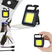 Mini LED Flashlight Work Light Portable COB Pocket Flashlight Keychains USB Rechargeable Outdoor Camping Lamp with Corkscrew