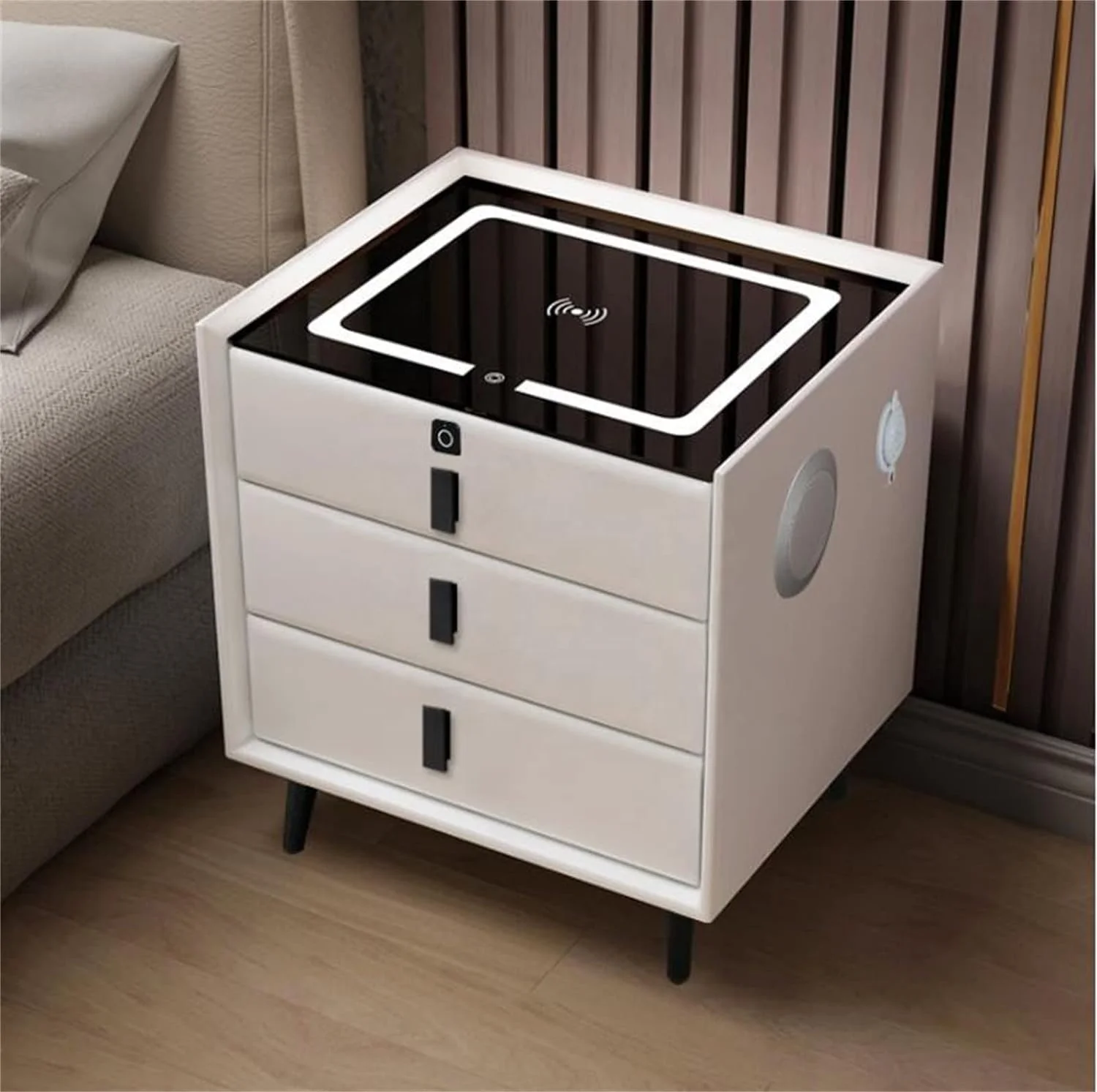 Home furniture Bedroom Furniture Smart Nightstands Wireless Charging Table Mesita De Noche Inteligente Bedside Cabinet