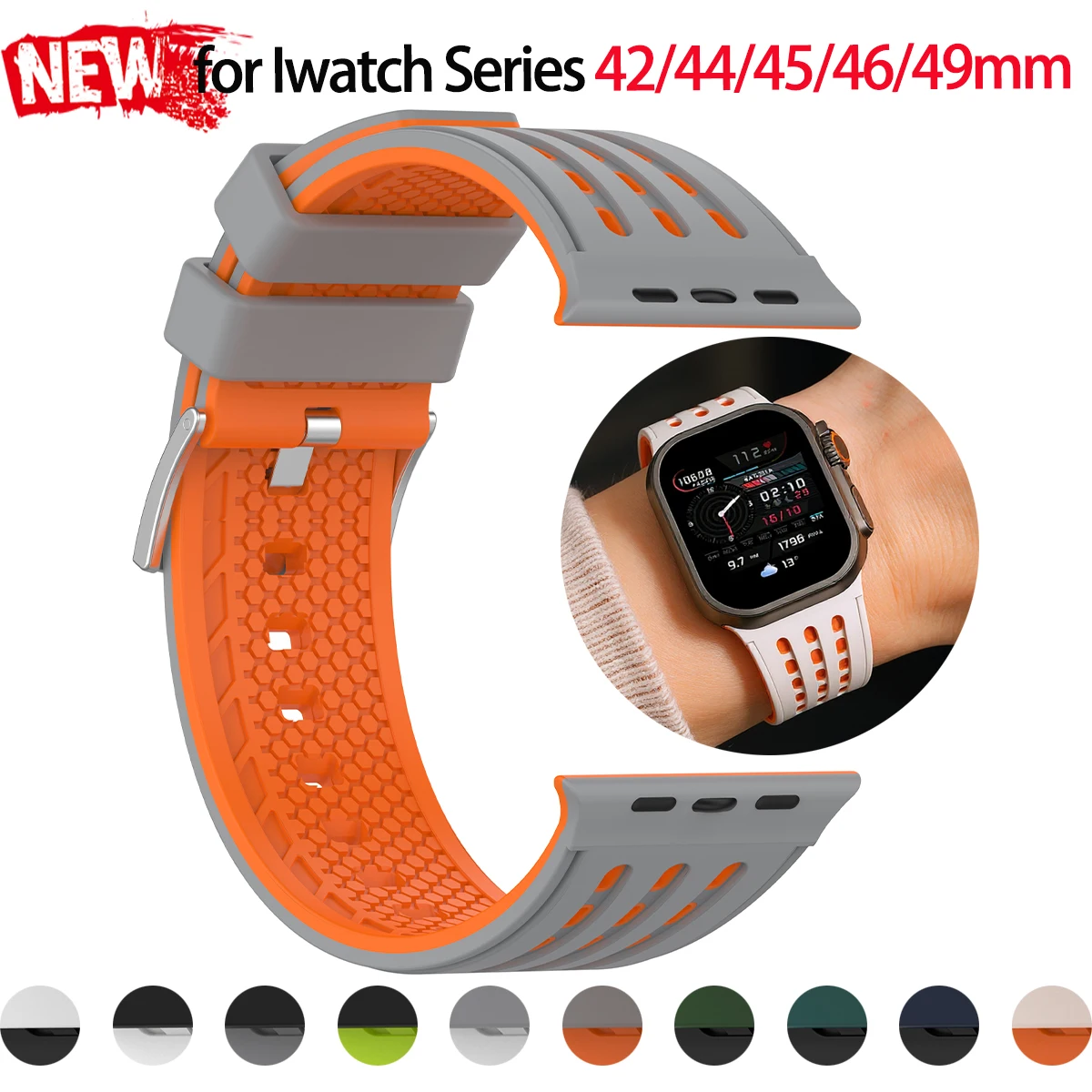 Zweifarbiges Silikonarmband für Iwatch Ultra 3/2 49 mm 42 44 45 46 mm elastisches Sportband für Apple Watch Serie 11 10 9 8 7 6 5 4 se