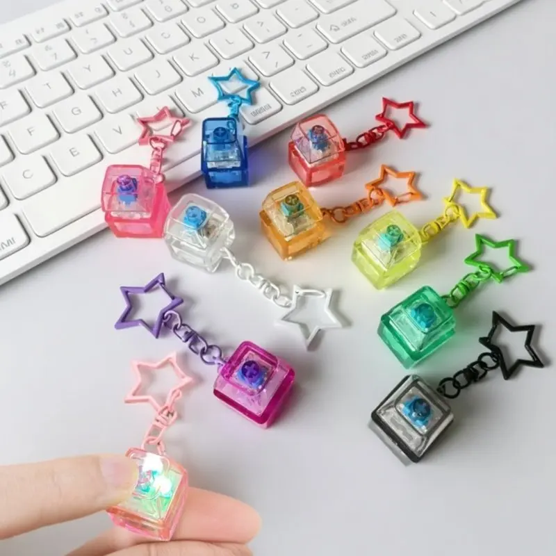 

Новый прозрачный брелок-клавиатура в форме звезды, механическая клавиша, сенсорная игрушка-антистресс EDC для снятия напряжения