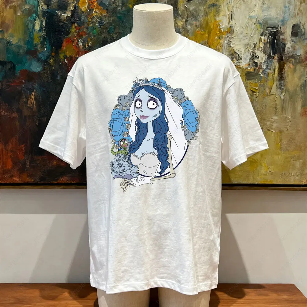 Corpse Bride 웨딩 빈티지 영화 그래픽 티셔츠 여성 남성 고품질 코튼 의류 캐주얼 반소매 O 넥 티셔츠