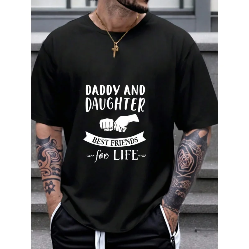 Camiseta negra para hombre, papá e hija, mejores amigos para la vida, estampado, algodón, 180g, alta calidad