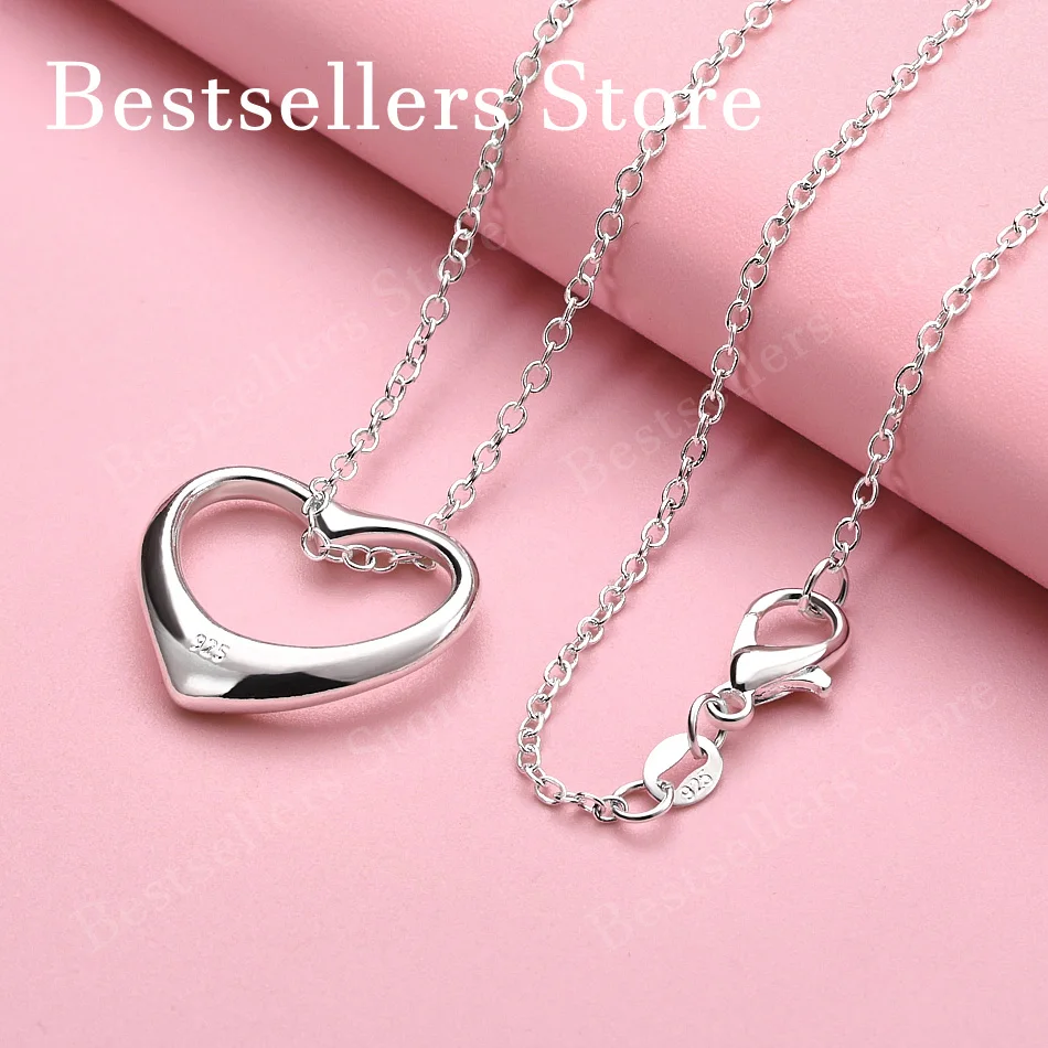 

Женское изысканное ожерелье с подвеской в форме сердца из стерлингового серебра 925 пробы 16-30 дюймов, модные свадебные аксессуары, ювелирные изделия