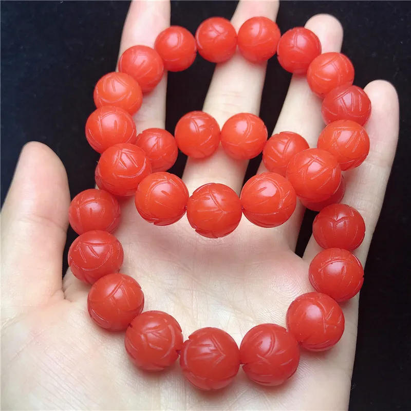 Factory Supply Baoshan Southern Agate Lotus Bracelet Brocade Frosted South Red Jade Matte