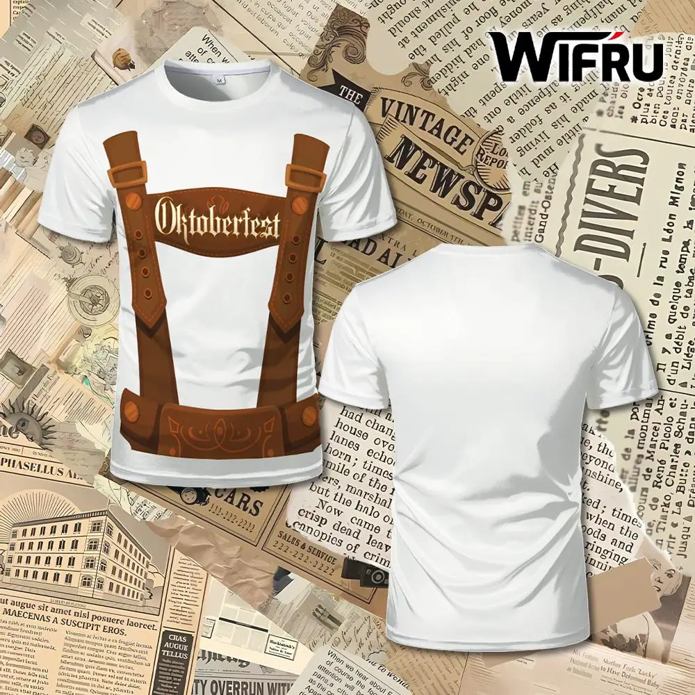 German Munich Oktoberfest Party Casual T-shirt Bavarian Style Funny Printed Tops WIFRU Unisex Fashion Festival Theme Streetwear