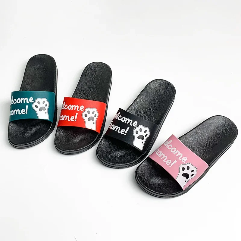 Fashion Women Slippers Women Shoes Lucky Cat Cartoon Pattern Cute Printed Shoes Outdoor Indoor Home Non-slip Slides PVC