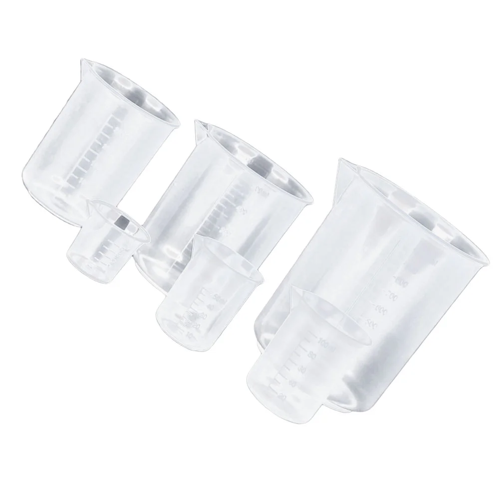 

5 Pcs Lab Beaker Cup Liquid Measuring Cups Graduated Food Grade Container White for