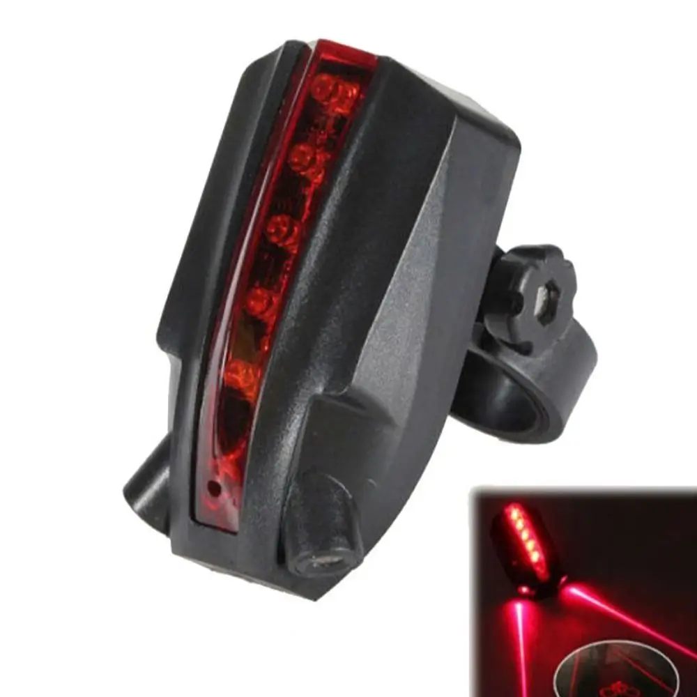 Durable Plastic Bicycle 2 Laser Projector Red Light 5 LED Red Lamp Beam Bike Lights