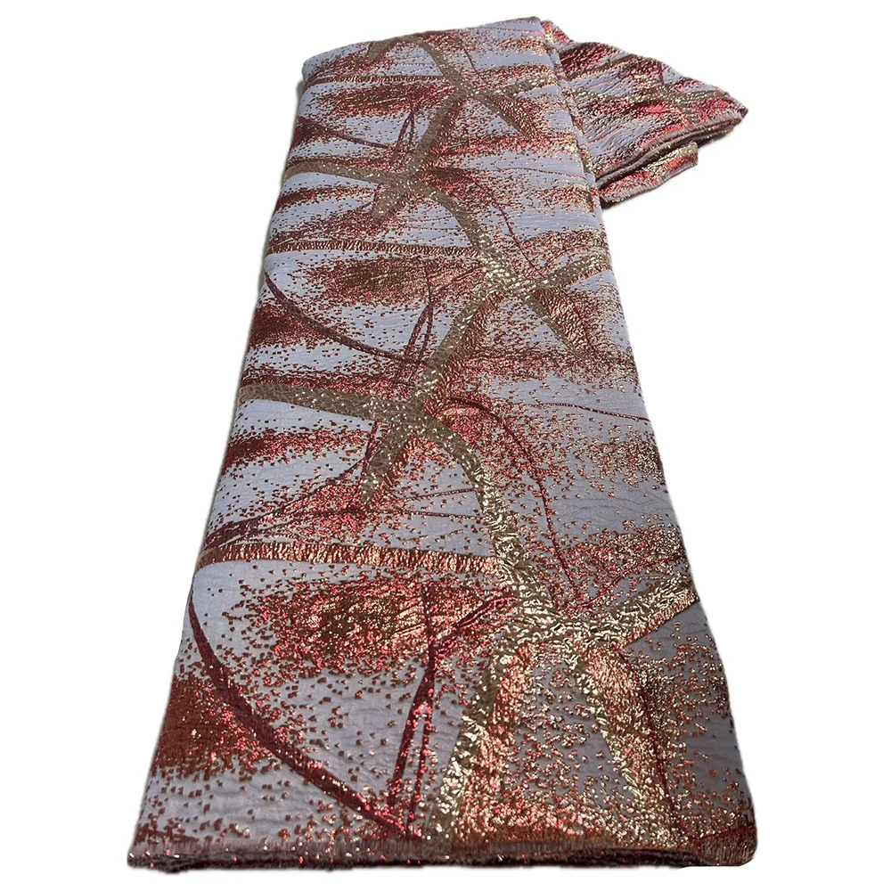 African Jacquard Lace Fabrics 2025 Hot Sale Nigerian French Brocade Lace Fabrics for Evening Women Party Dress Sew