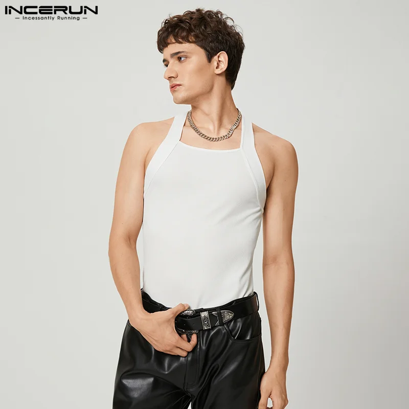 2023 Fashion Men Tank Tops Solid Color O-neck Streetwear Skinny Vacation Casual Vests Sleeveless Party Men Clothes 5XL INCERUN 7