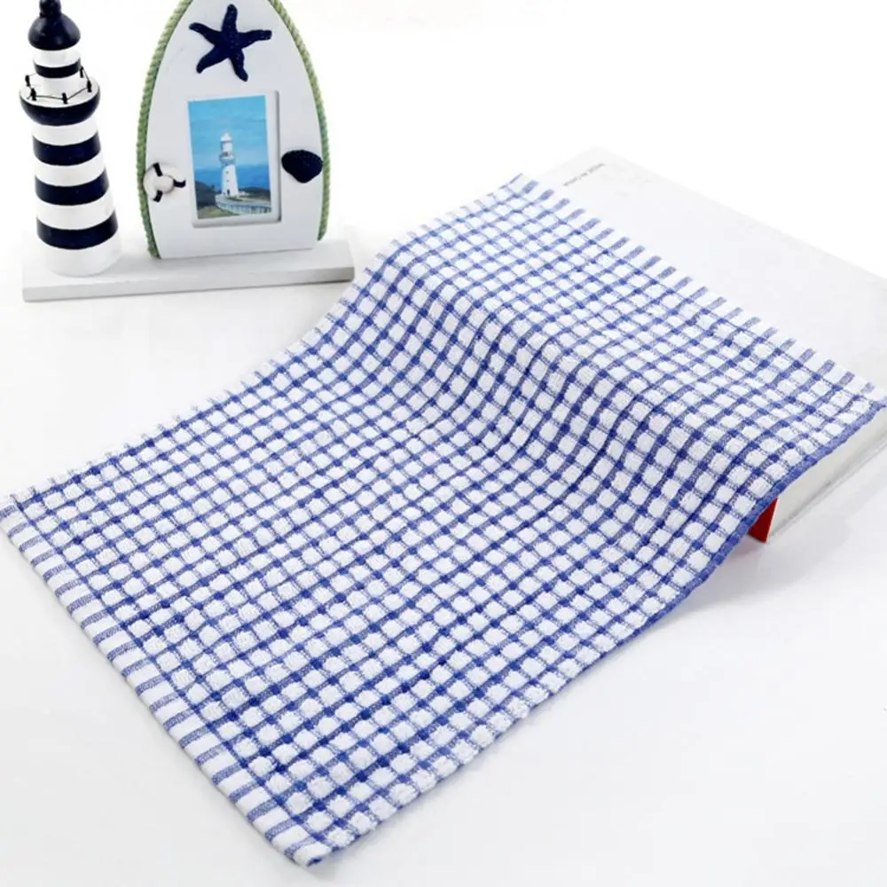 

40*27cm Tea Towel Plaid Table Dishcloth Cotton Cleaning Cotton Soft Coral Fleece Microfiber Rag Pan Pot Dish Wipe Cloth Kitchen