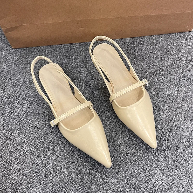 New Spring Women's French-Style Closed-Toe Sandals Luxurious Slip-On Designer Shoes Fashionable and Elegant Party Flat Sandals