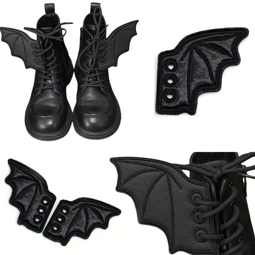 1Pair Bat Wing Shape Black Bat Wings Shoe Buckle Strap Gothic Punk Style DIY Halloween Shoe Buckle Halloween Decoration