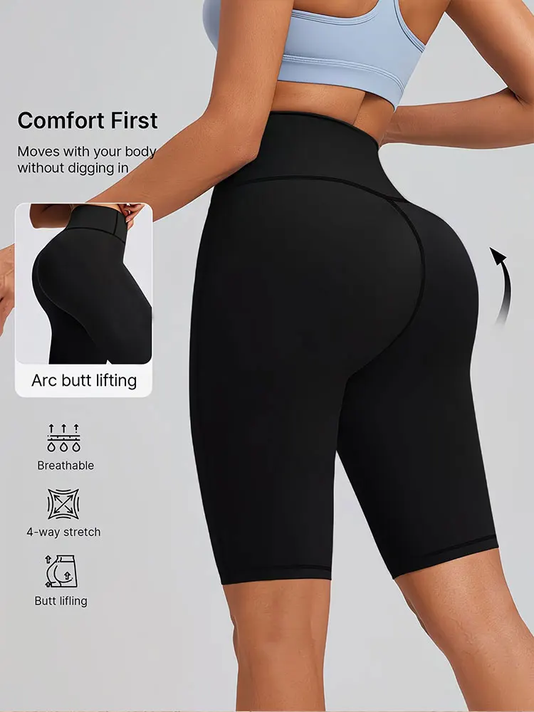 Women's High Waist Butt Lifting Compression Pants Cycling Shorts High Stretch Breathable Jogging Sports Shorts Summer Gym Wear