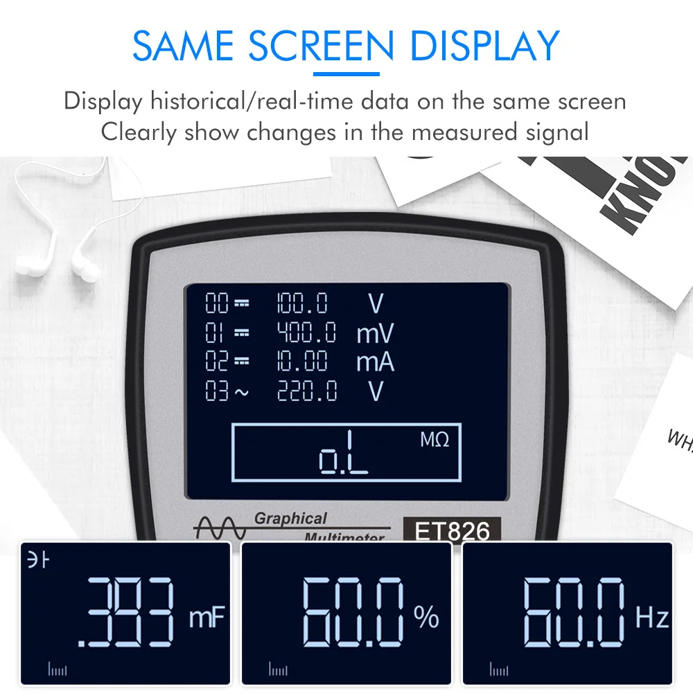 ET826 Oscilloscope Multimeter 200ksps Sampling Rate 20kHz Two-in-One, Digital Handheld Scope and Multimeter for Electronic Test