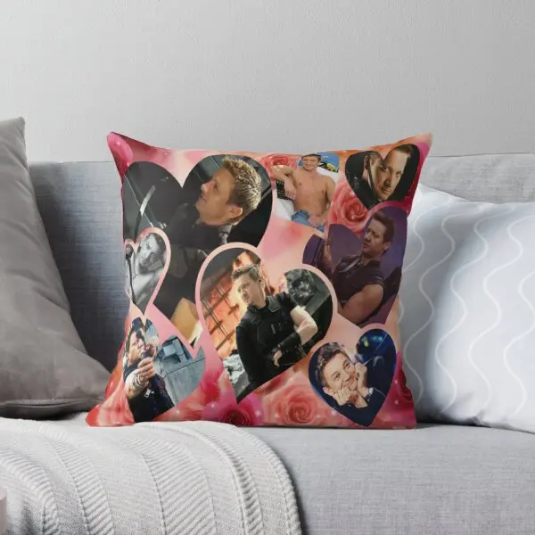 

Jeremy Renner Collage 5 Printing Throw Pillow Cover Car Comfort Home Fashion Waist Anime Throw Pillows not include One Side