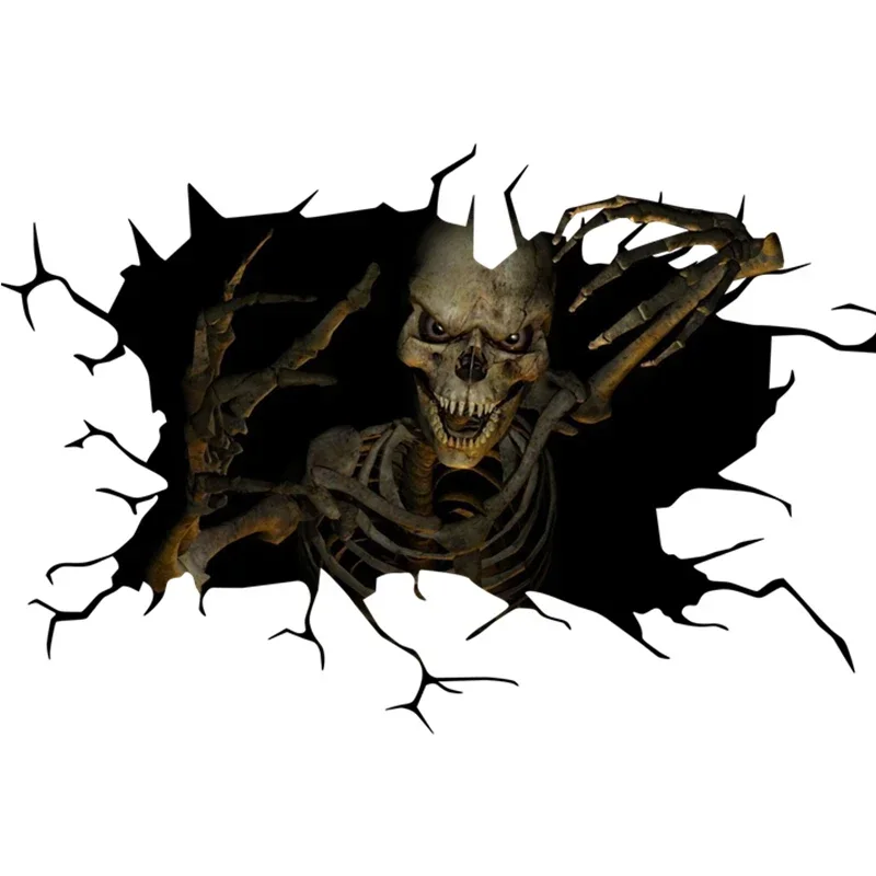 Car sticker cool halloween wall floor horror skull is coming sticker car window home decoration waterproof sunscreen PVC 15cm