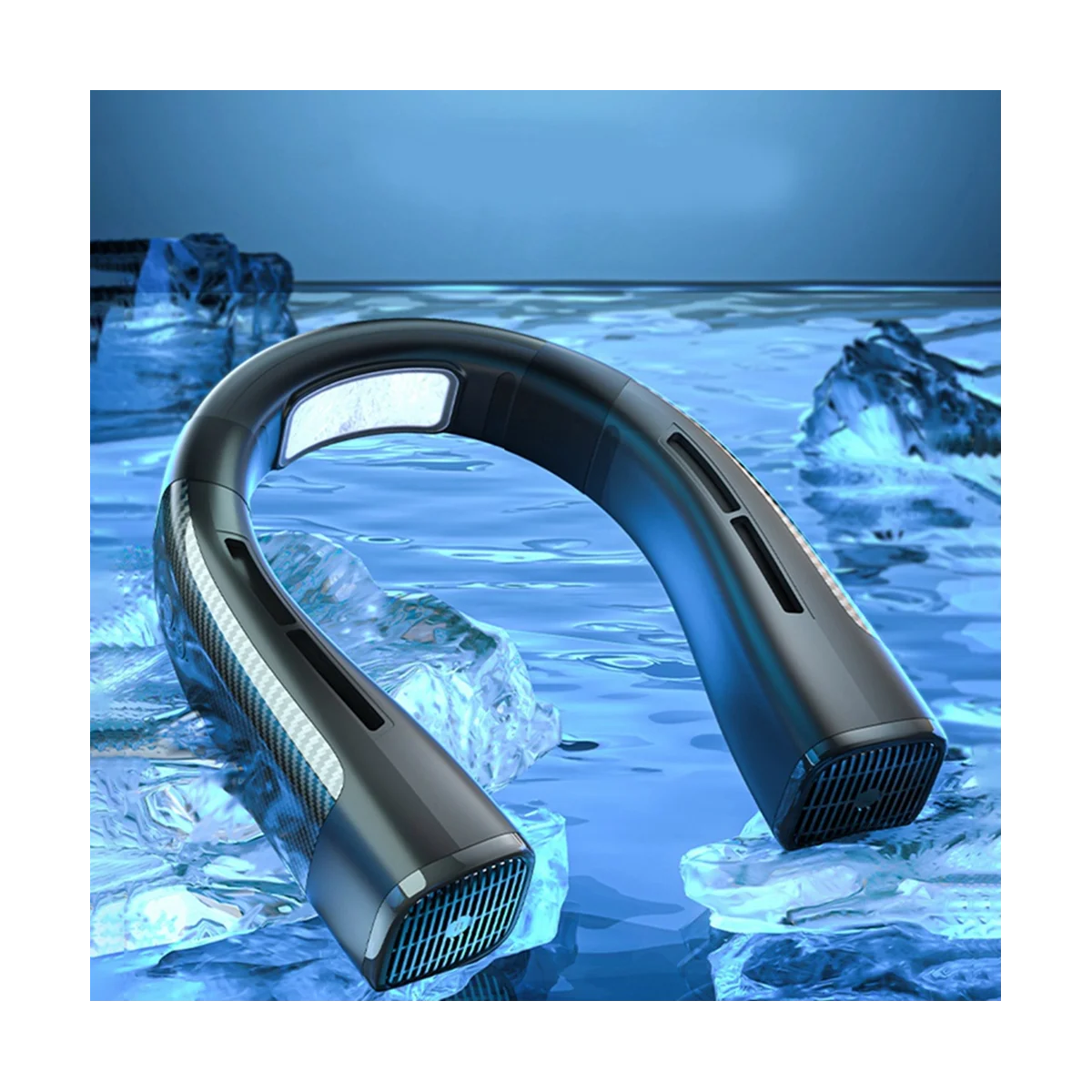 USB 충전식 목 걸이식 선풍기, 에어컨, 5 단 속도 선풍기, 스포츠 여름, 회색, 4000MAh