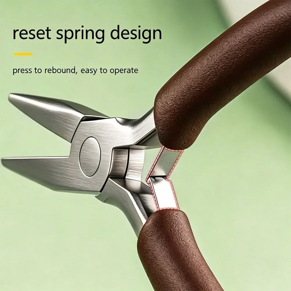 Portable Mini Needle Nose Pliers Industrial Grade Pointed Nose Design Jewelry Making Pliers Built-in Return Spring