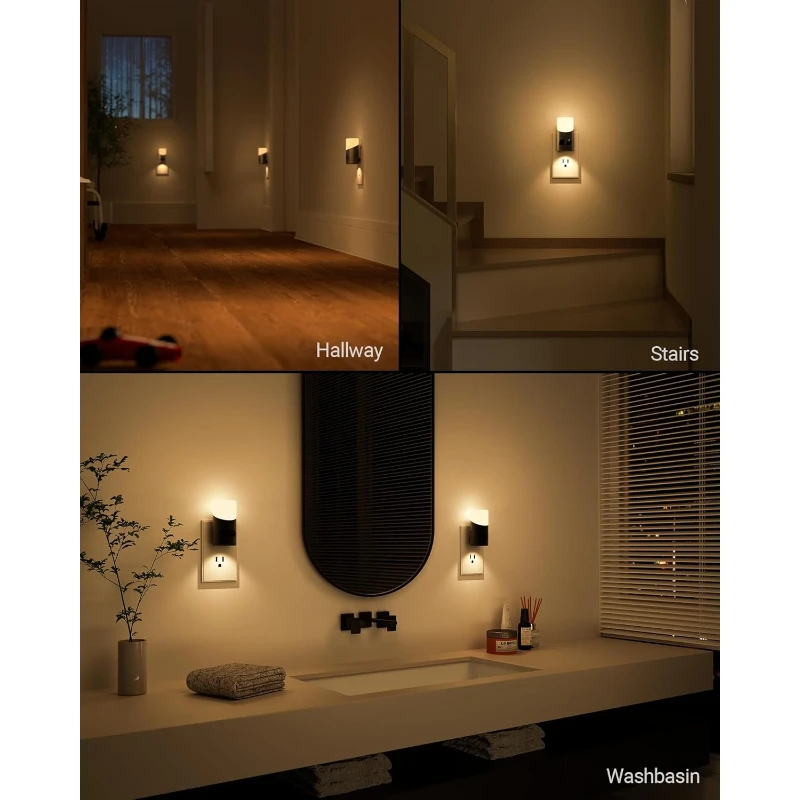 Lyridz LED-Nachtlichter stecken in die Wand mit Bewegungssensor, 1-150 lm dimmbares Plug-in-Nachtlicht für den Innenbereich für Schlafzimmer, -