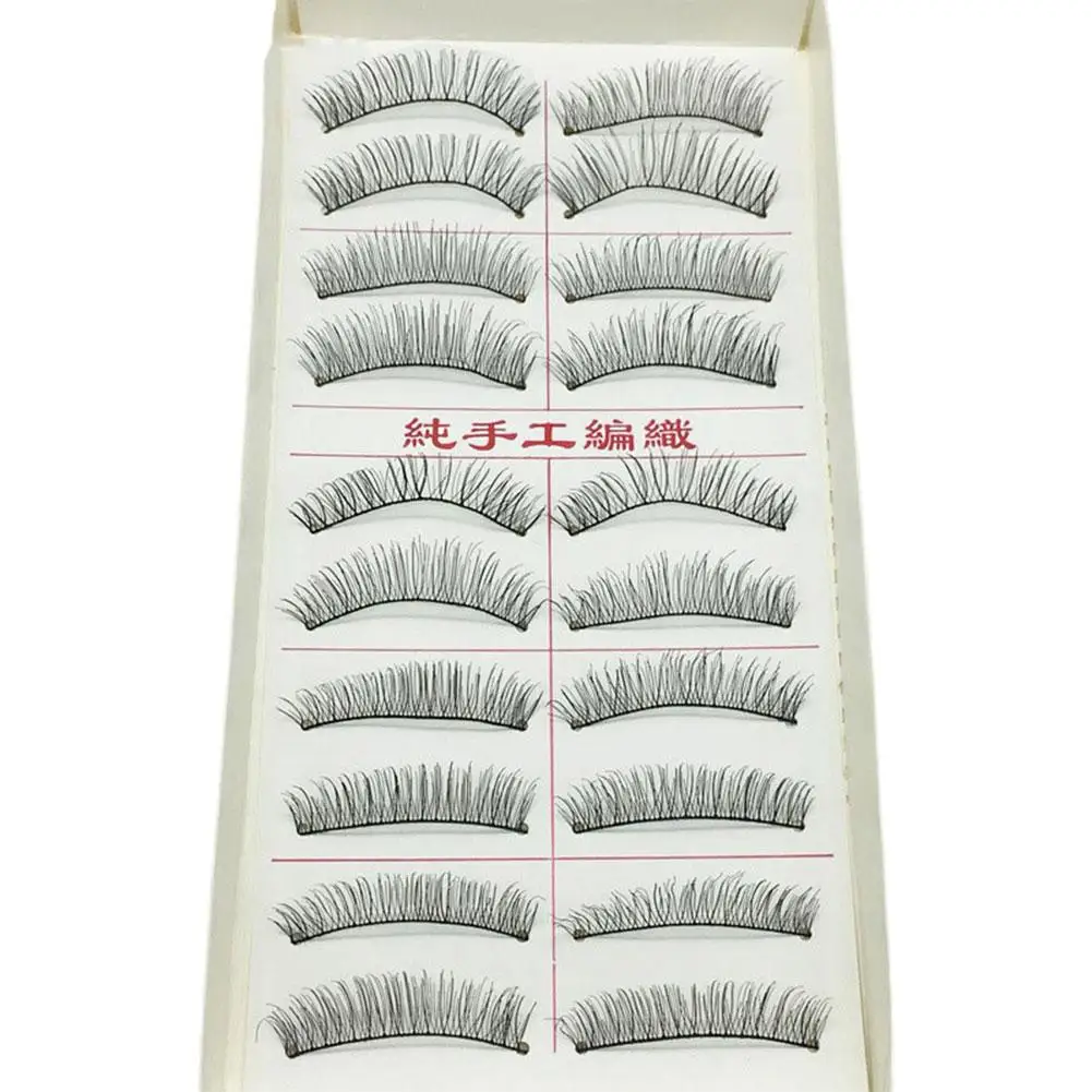 10 Pairs Handmade False Eyelashes Naturally Long Dense Eyelash Strip Lashes Extension Soft Makeup Tool Full F4X1