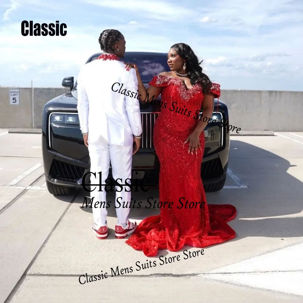 Graceful Sequin Men Suit Simple Embroidery Crystal Wedding Tuxedos Slim Elegant hombre 2 Pieces Set Groom Male Blazer Customized